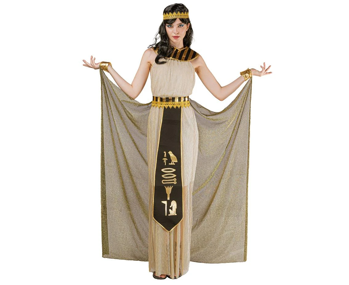 Role play-set for adult Egiptian (headband, collar, dress, cape w/wristband, belt), size S